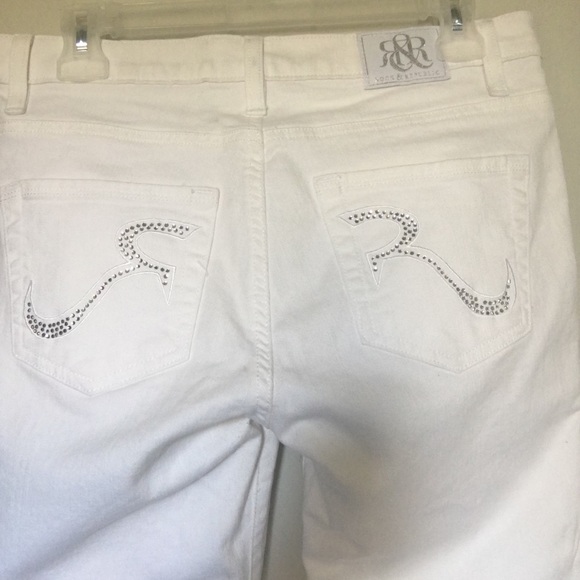 Rock & Republic White Jewel Embellished Jean Size8 - Picture 6 of 10